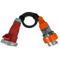 Adapter Lead 5 Pin 32 Amp Australian Plug to 5 Pin 32 Amp Cee Form Socket