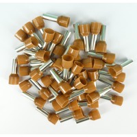 BL100 Boot Lace Pin Ferrule Insulated 10x12mm Brown 100 Pack