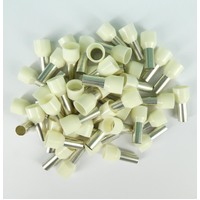 BL160 Boot Lace Pin Ferrule Insulated 16x12mm Ivory 100 Pack