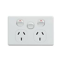 Clipsal C2025 Double Power Point GPO, Classic Series with Extra Switch