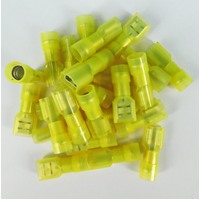 QFF5-6NCS Terminal Female Blade Quick Connect Fully Insulated Yellow Nylon 100 Pack