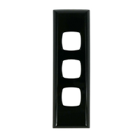 AS3BC/B Powerclip 3 Gang ARCHITRAVE Grid plate and Cover Black