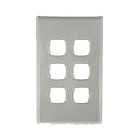 S6BC Powerclip 6 Gang Light Switch Grid Plate and Cover Only