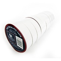 PVCTWH Electrical PVC Insulation Tape Pack of 10 Rolls 18mm x 20m White