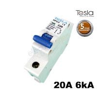 TESTMCB1P20 Tesla HPC2-20 Circuit Breaker 20 Amp 250V Single Pole 6kA Rating