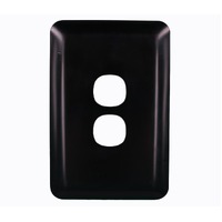 S2W/BC/B Transco 2 Gang Light Switch Grid Plate and Cover Wafer Slimline Black