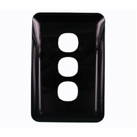 S3W/BC/B Transco 3 Gang Light Switch Grid Plate and Cover Wafer Slimline Black